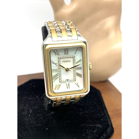 Fossil Women's Watch ES5305 Raquel Quartz Tank Two Tone Stainless Steel 26mm - Picture 12 of 13